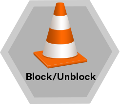 Block/Unblock - Road cone, gray hexagon